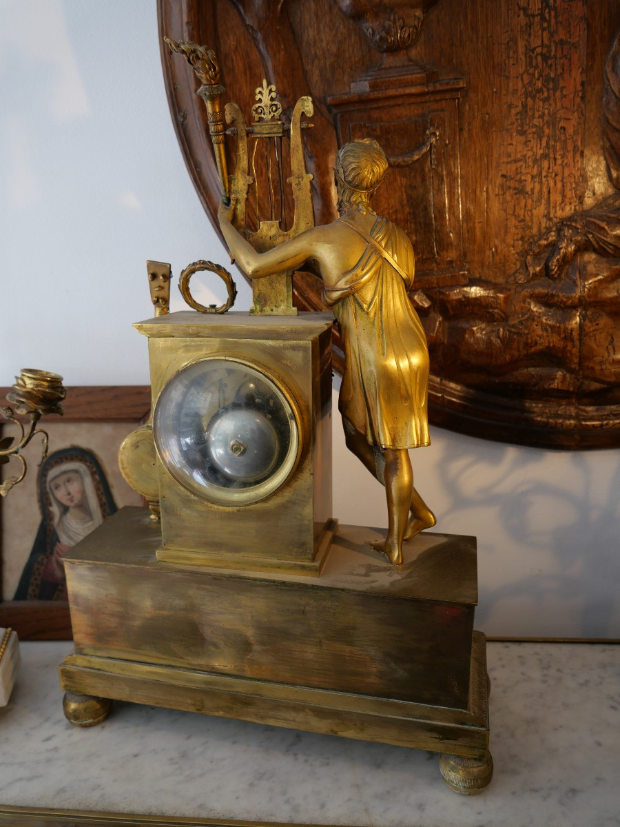 Pendule Restauration bronze argenté 19e-photo-1