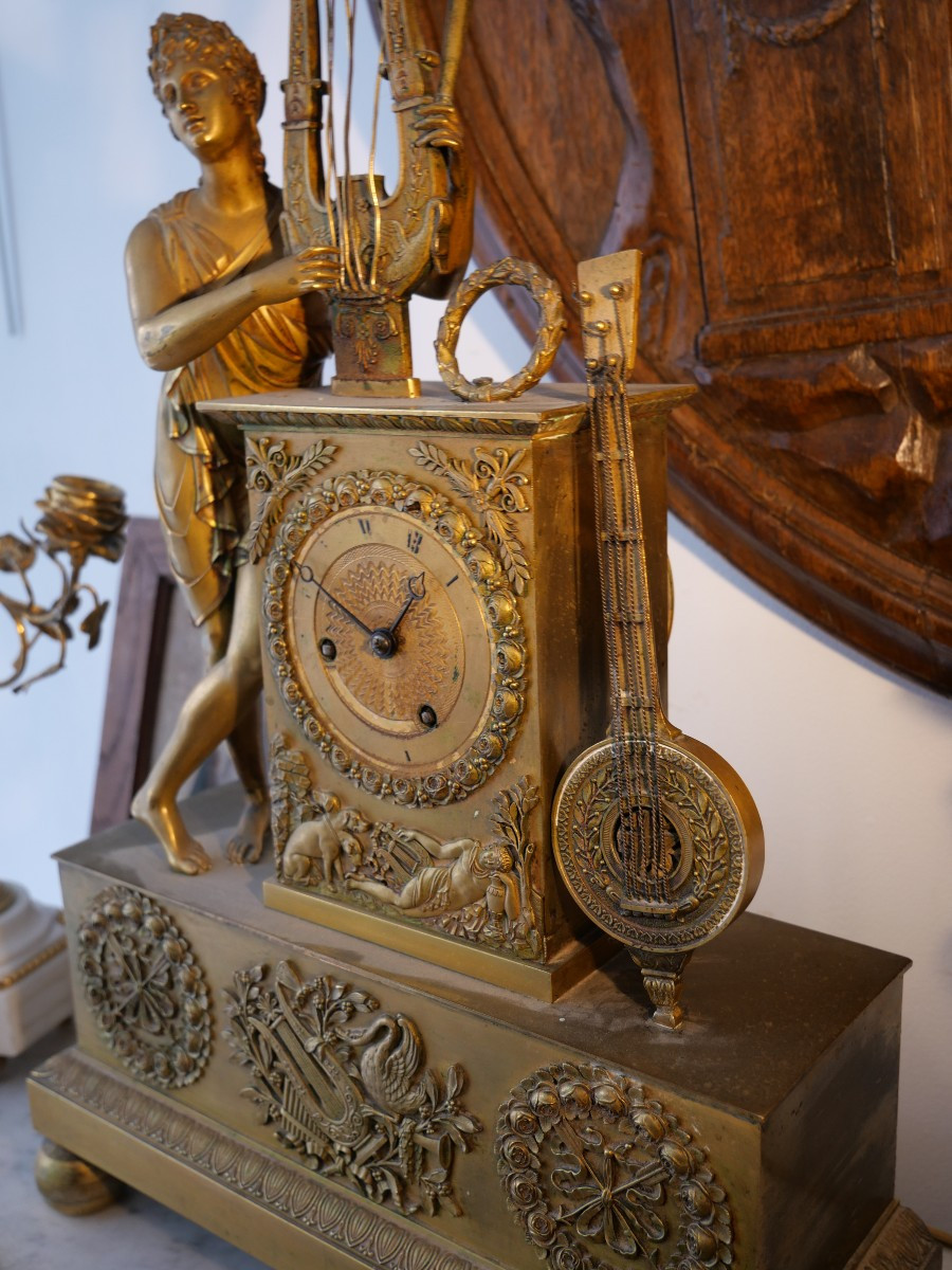 Pendule Restauration bronze argenté 19e-photo-3