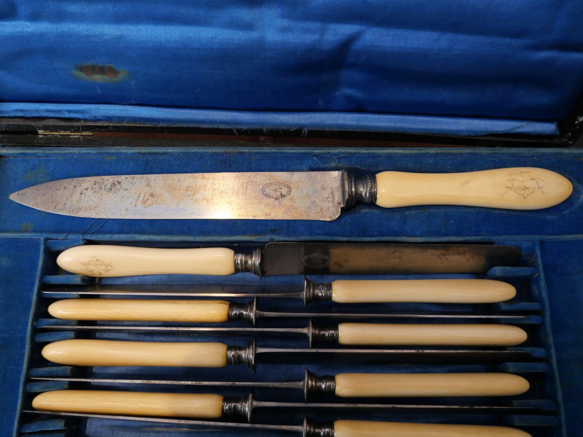Jules Piault Knife Set, 19th Century-photo-3