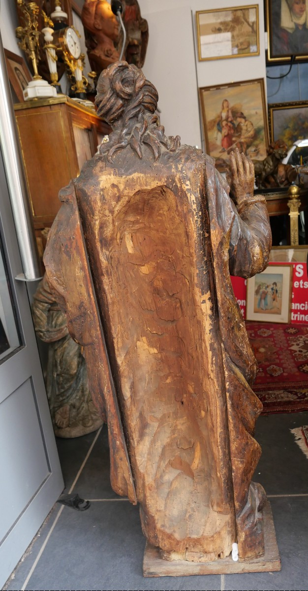 Large Carved Wooden Virgin Mary, 17th Century-photo-4