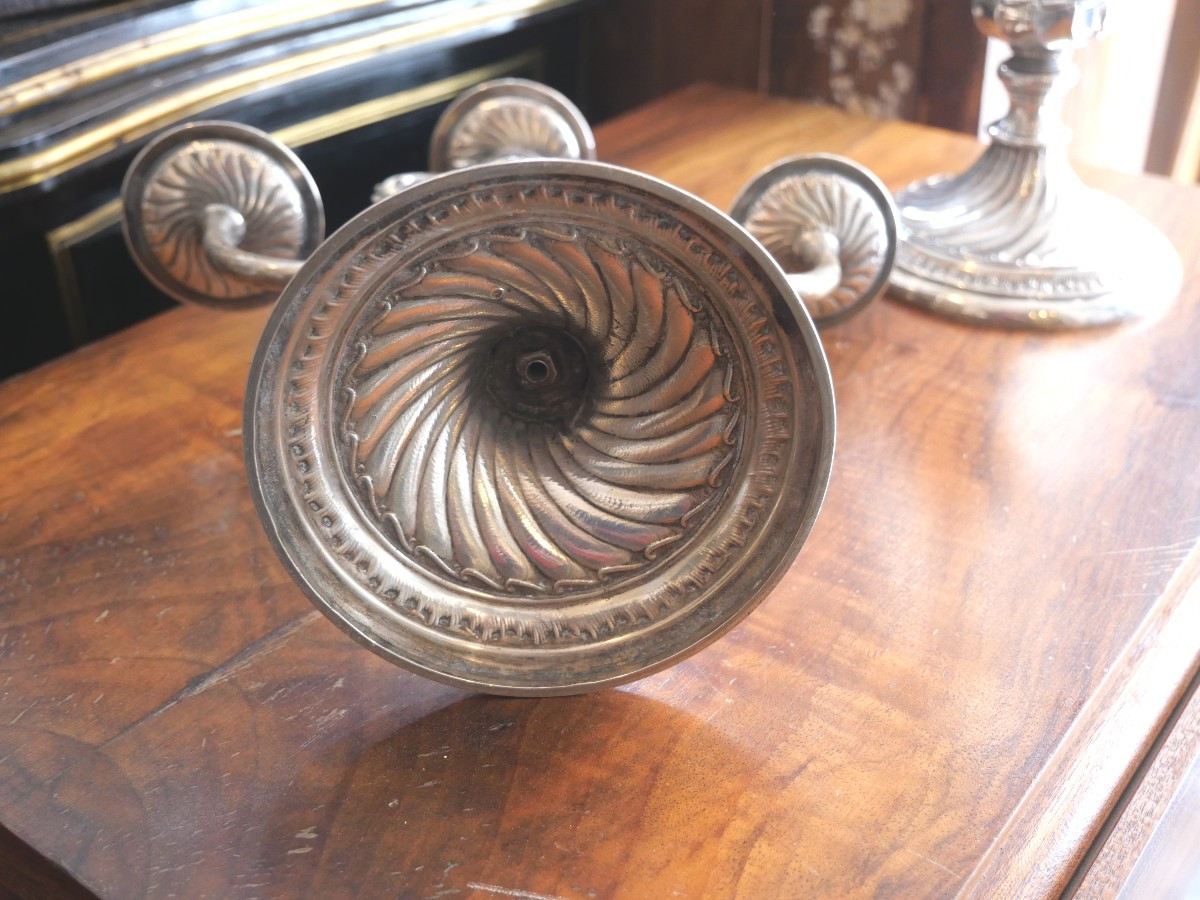 Paire de chandelier en argent massif Edmond Tétard-photo-3