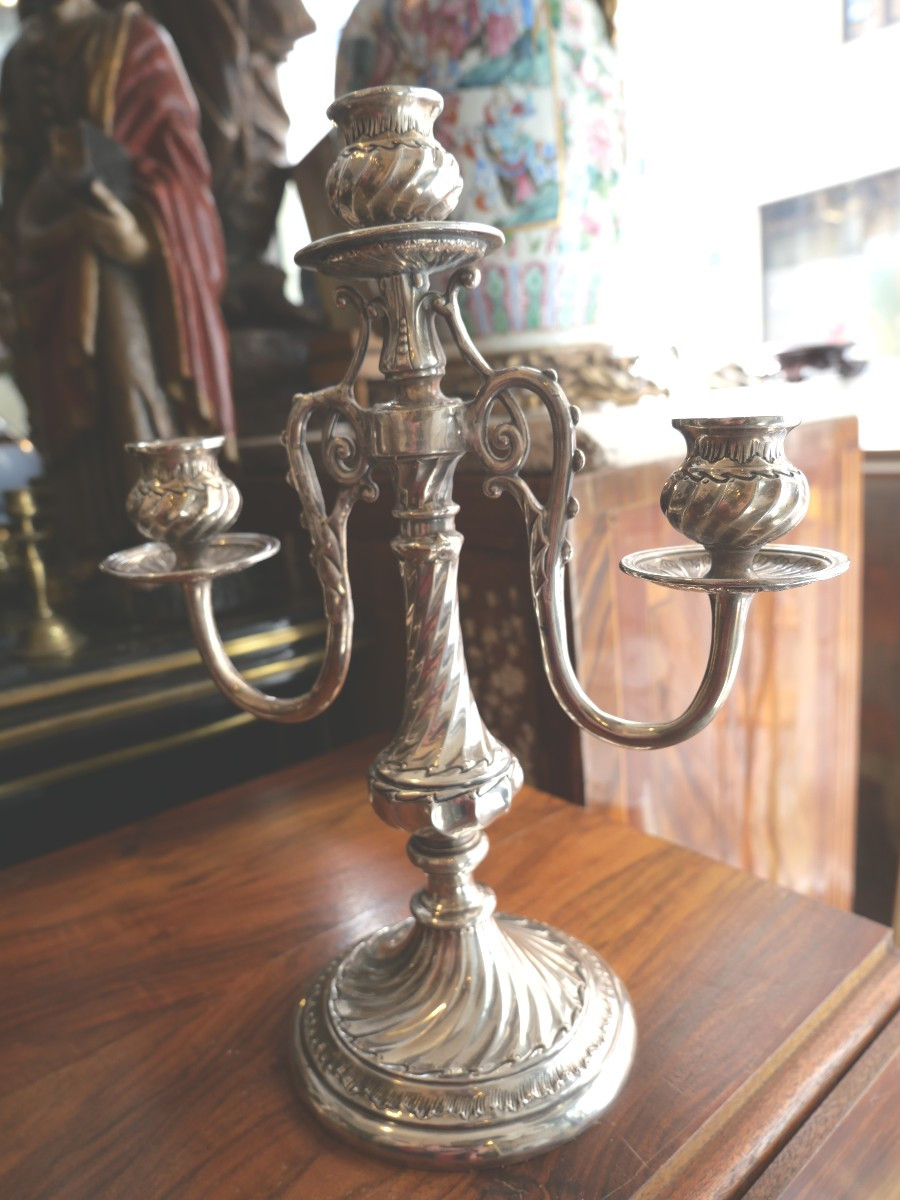 Paire de chandelier en argent massif Edmond Tétard-photo-2