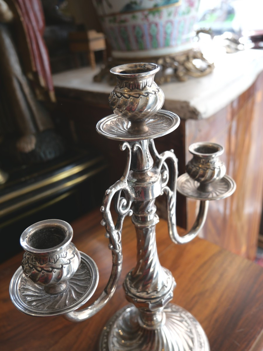 Paire de chandelier en argent massif Edmond Tétard-photo-3