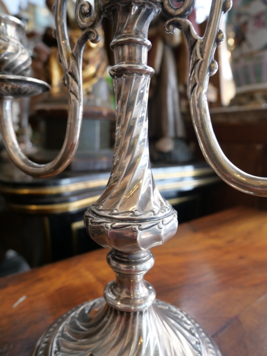 Paire de chandelier en argent massif Edmond Tétard-photo-4