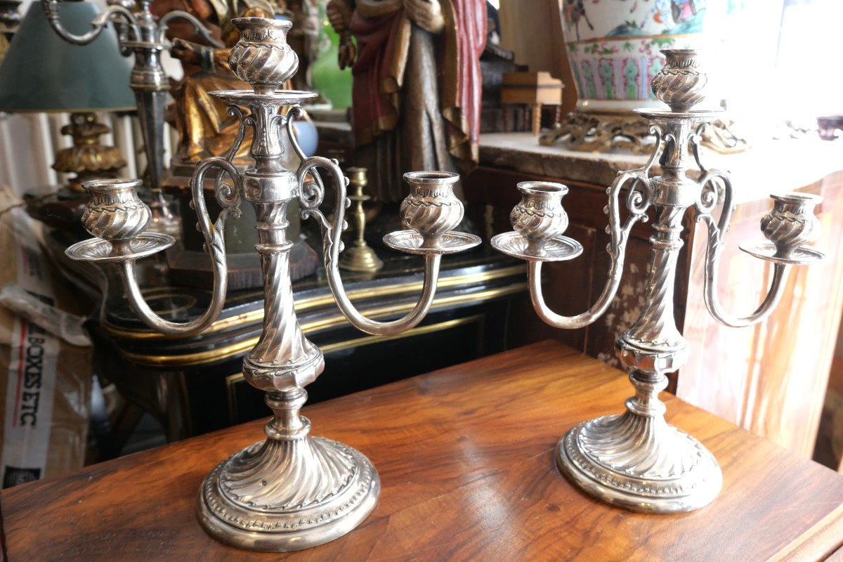 Paire de chandelier en argent massif Edmond Tétard