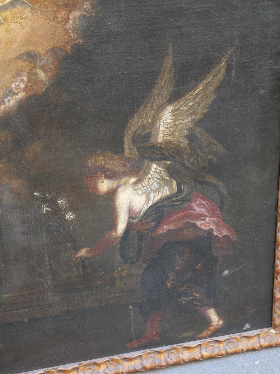 Annonciation Huile Sur Toile XVIIe -photo-2