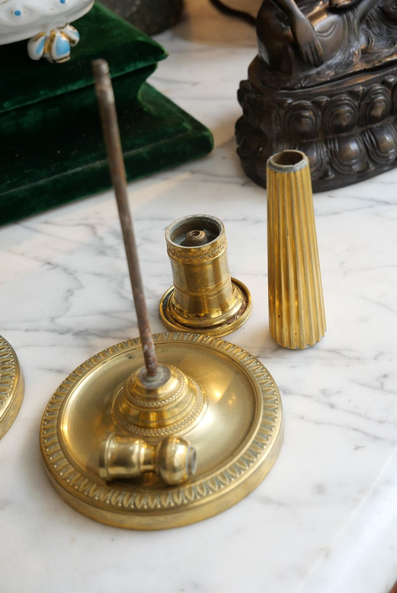 Paire de Bougeoirs Empire 19e-photo-3