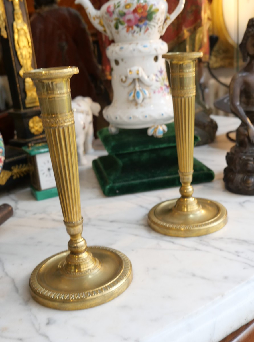 Paire de Bougeoirs Empire 19e-photo-2
