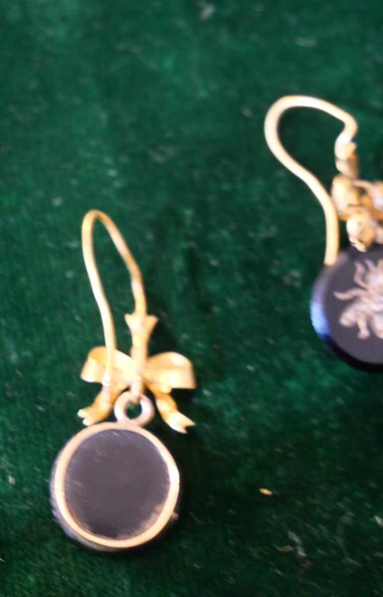 Pair Of Earrings Decorated With Bees, Late 19th Century-photo-3