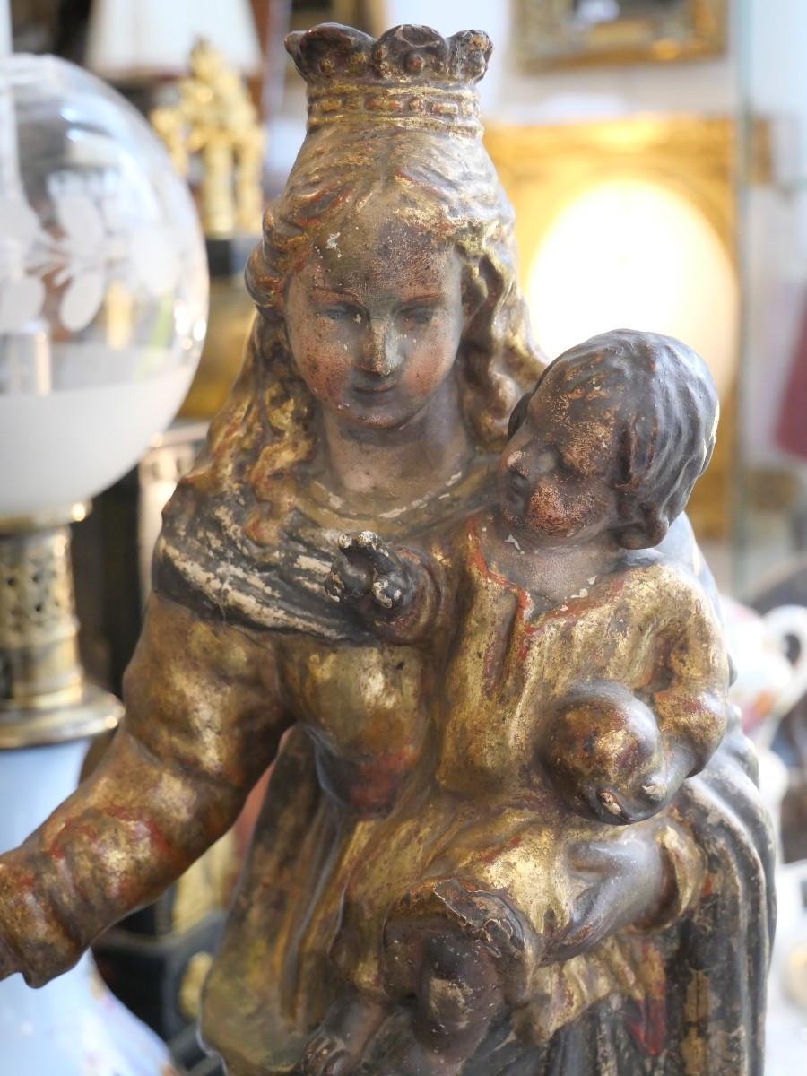 Vierge à l'enfant en carton pate fin XVIIIe -photo-2