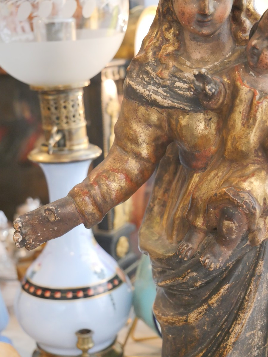 Vierge à l'enfant en carton pate fin XVIIIe -photo-3