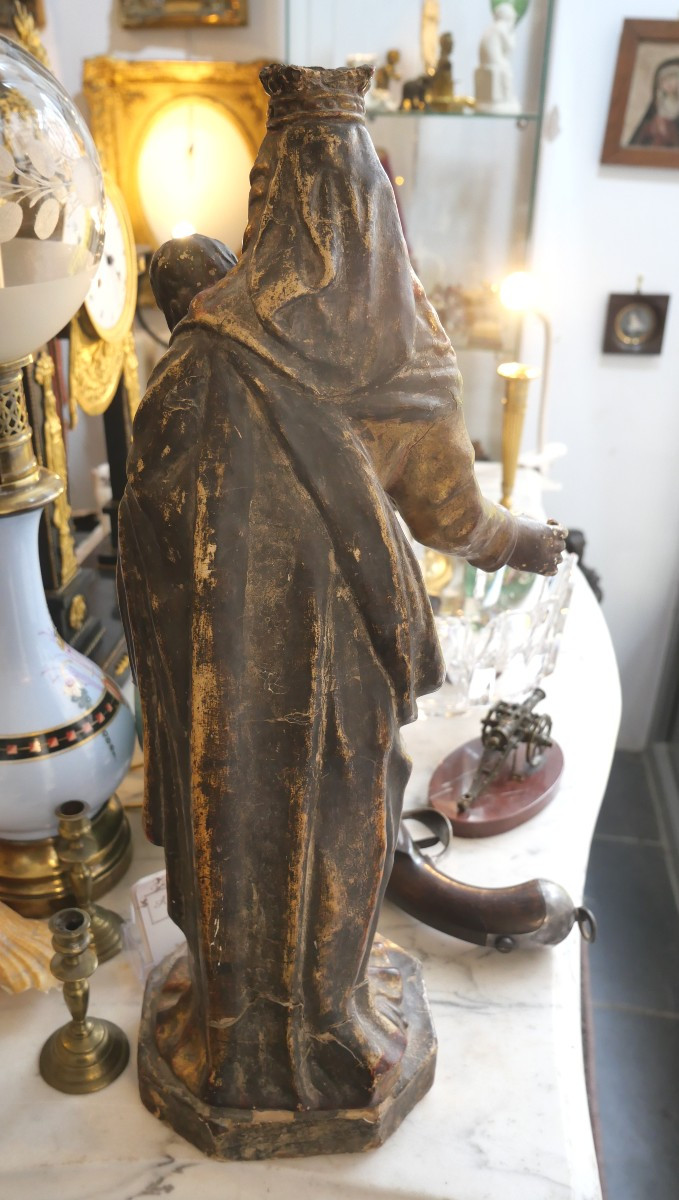 Vierge à l'enfant en carton pate fin XVIIIe -photo-4