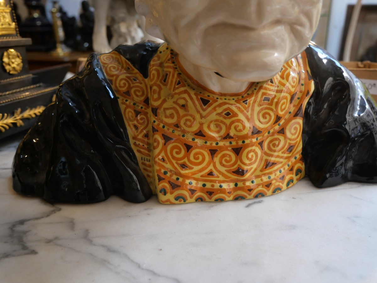 Earthenware Bust Of An Old Breton Woman -photo-3