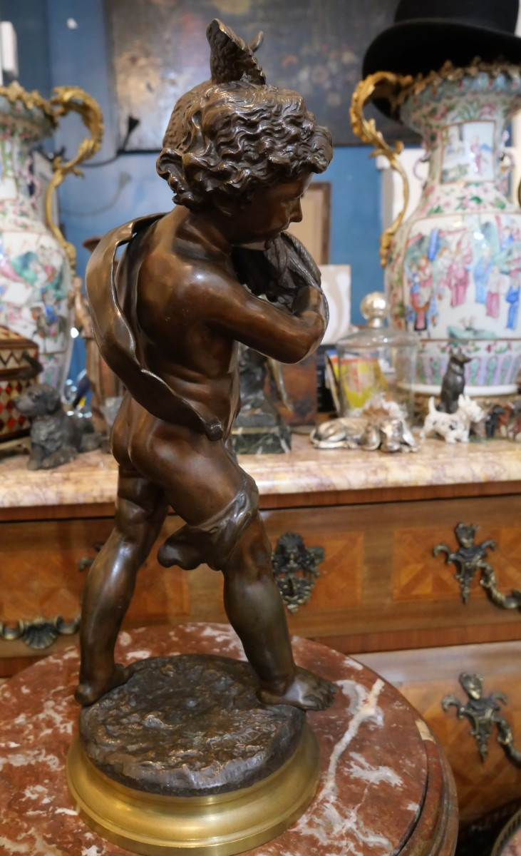 Emile Laporte Jeune garçon au coq  fin du 19e-photo-3