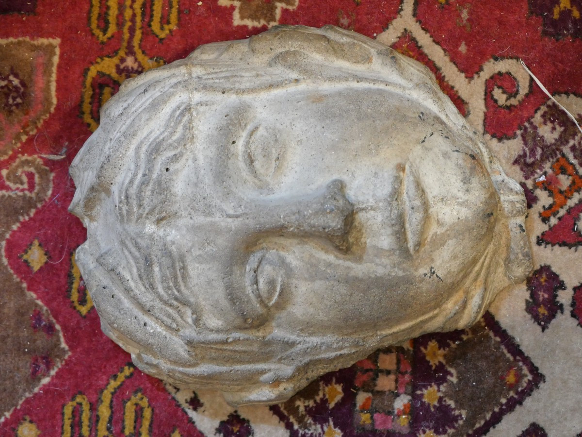 Tête d'homme en pierre sculpté 19e-photo-2