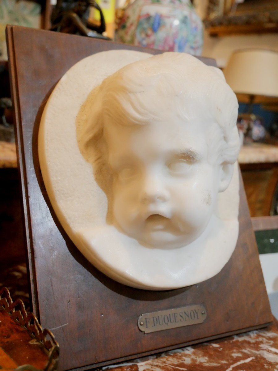 tête de chérubin en marbre XIXe -photo-2