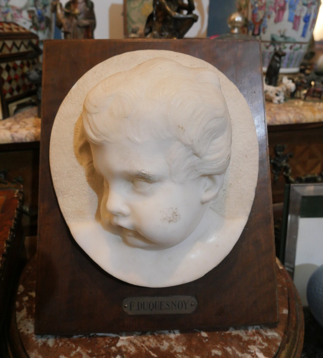 tête de chérubin en marbre XIXe 