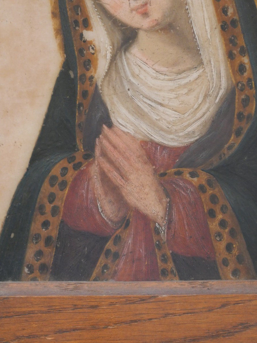 Saint Vierge sur plaquette d'albatre 18e-photo-3