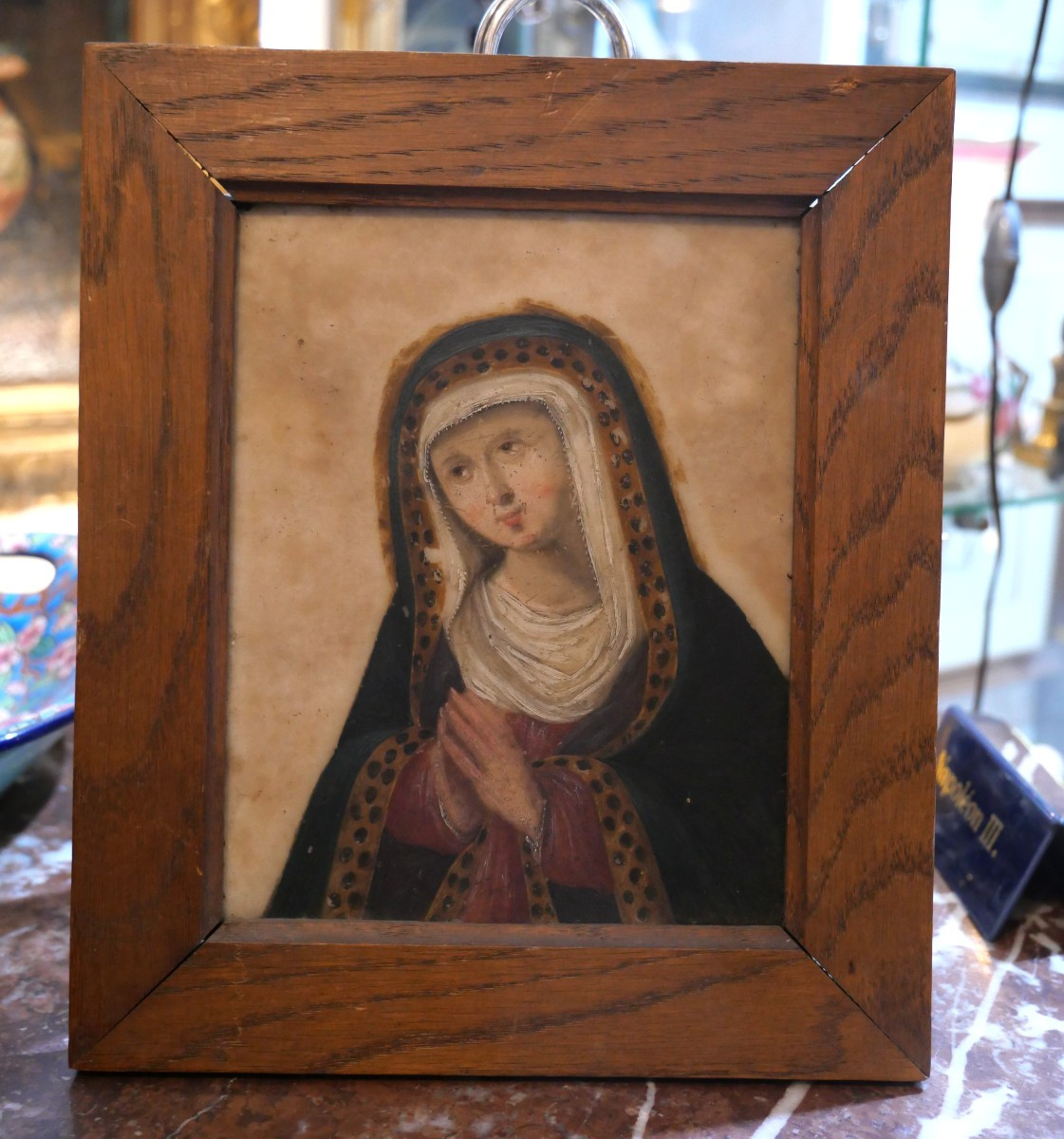 Saint Vierge sur plaquette d'albatre 18e