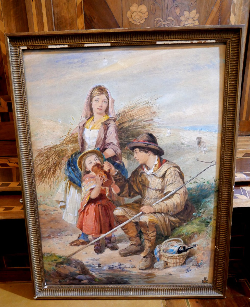 Aquarelle bergère 1861