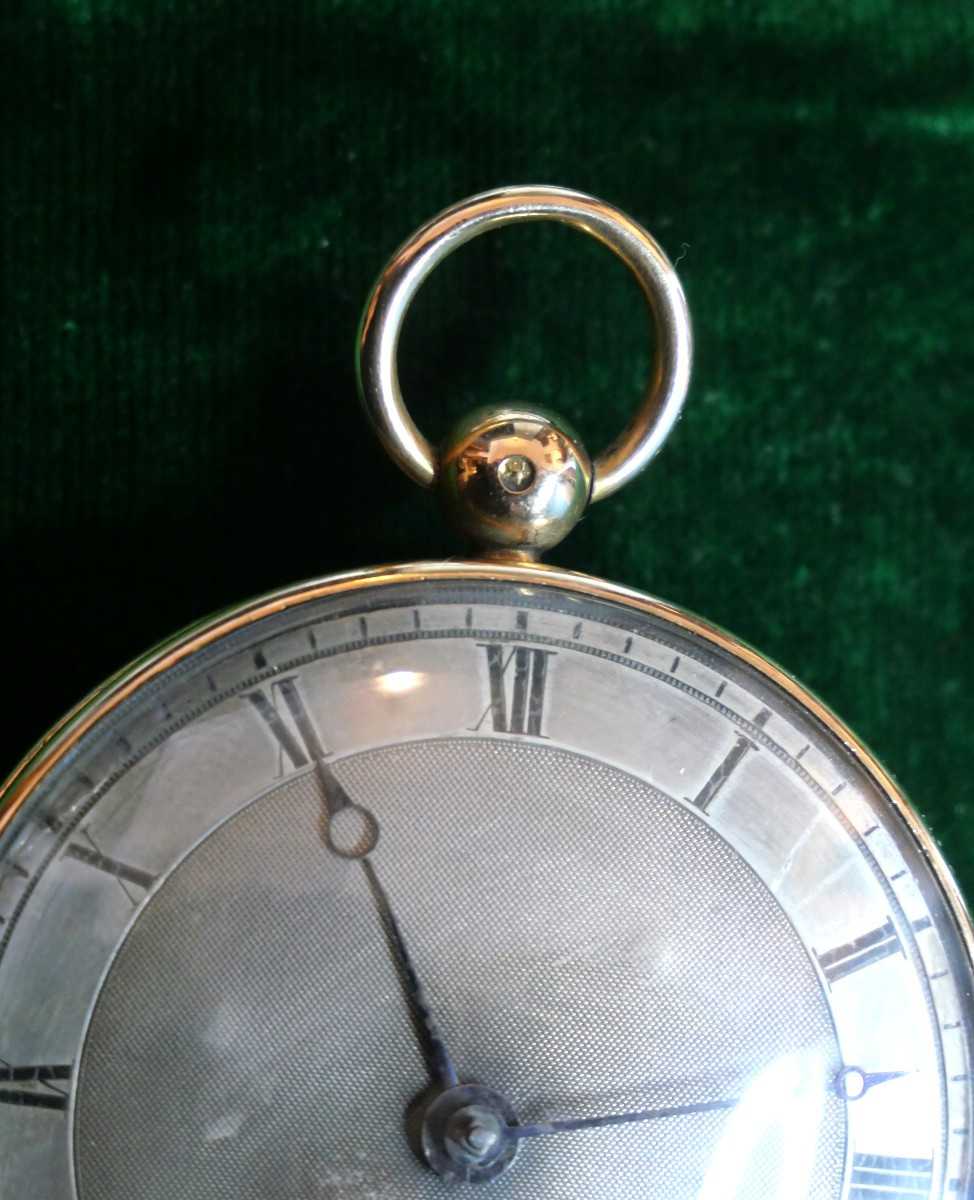 Early 19th Century Gold Pocket Watch With Rooster Motif -photo-2