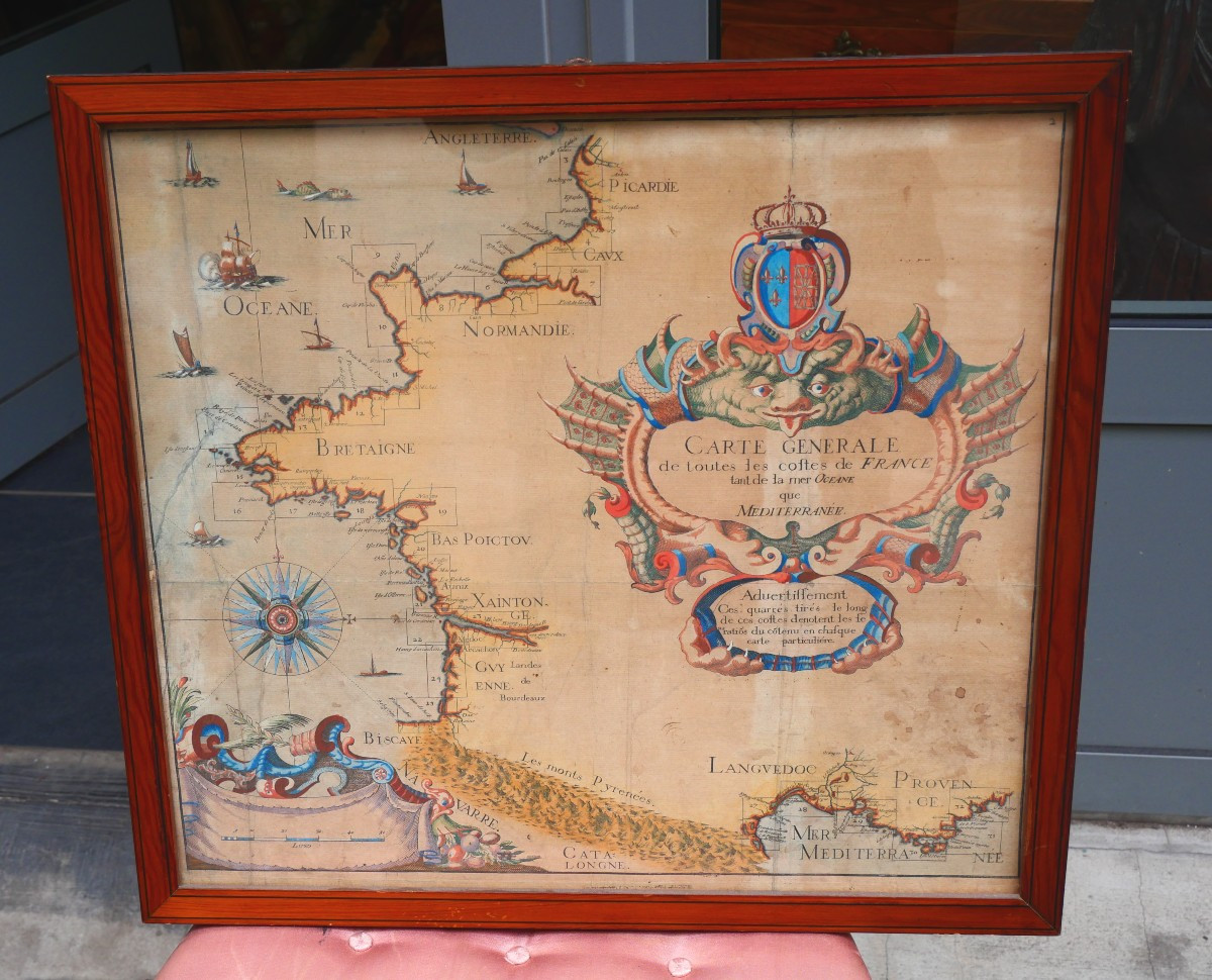 Map Of The Coasts Of France, 18th Century