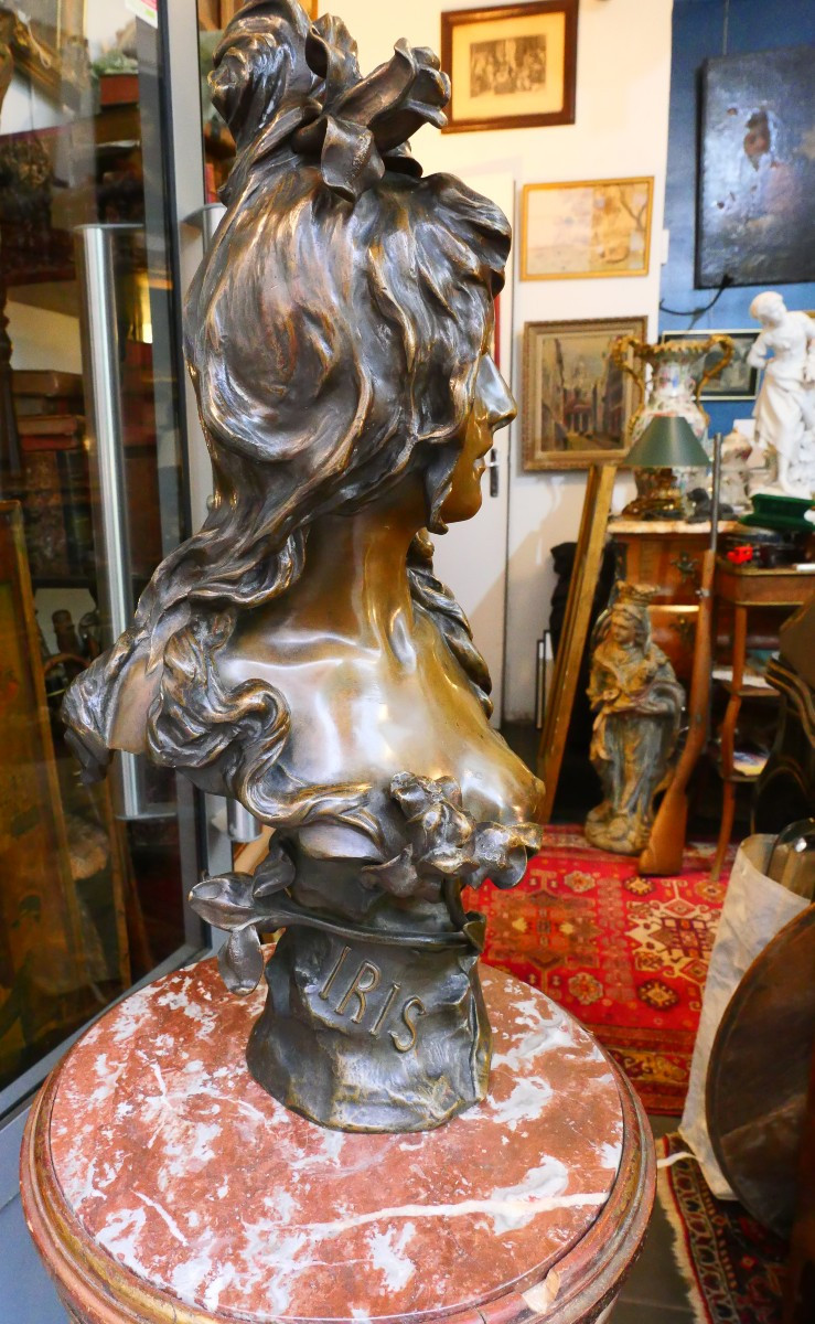 Important Art Nouveau Bronze Bust-photo-3