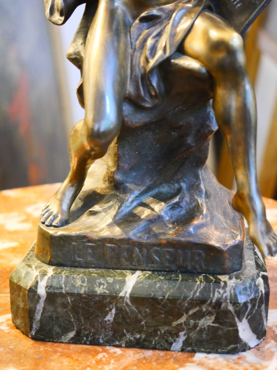 The Thinker By Picault, Late 19th Century-photo-2