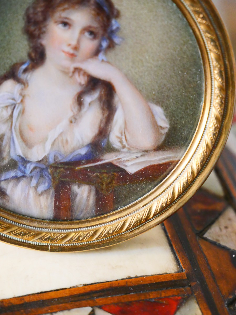 Miniature Attributed To Jean Urbain Guerin, Late 18th Century-photo-3