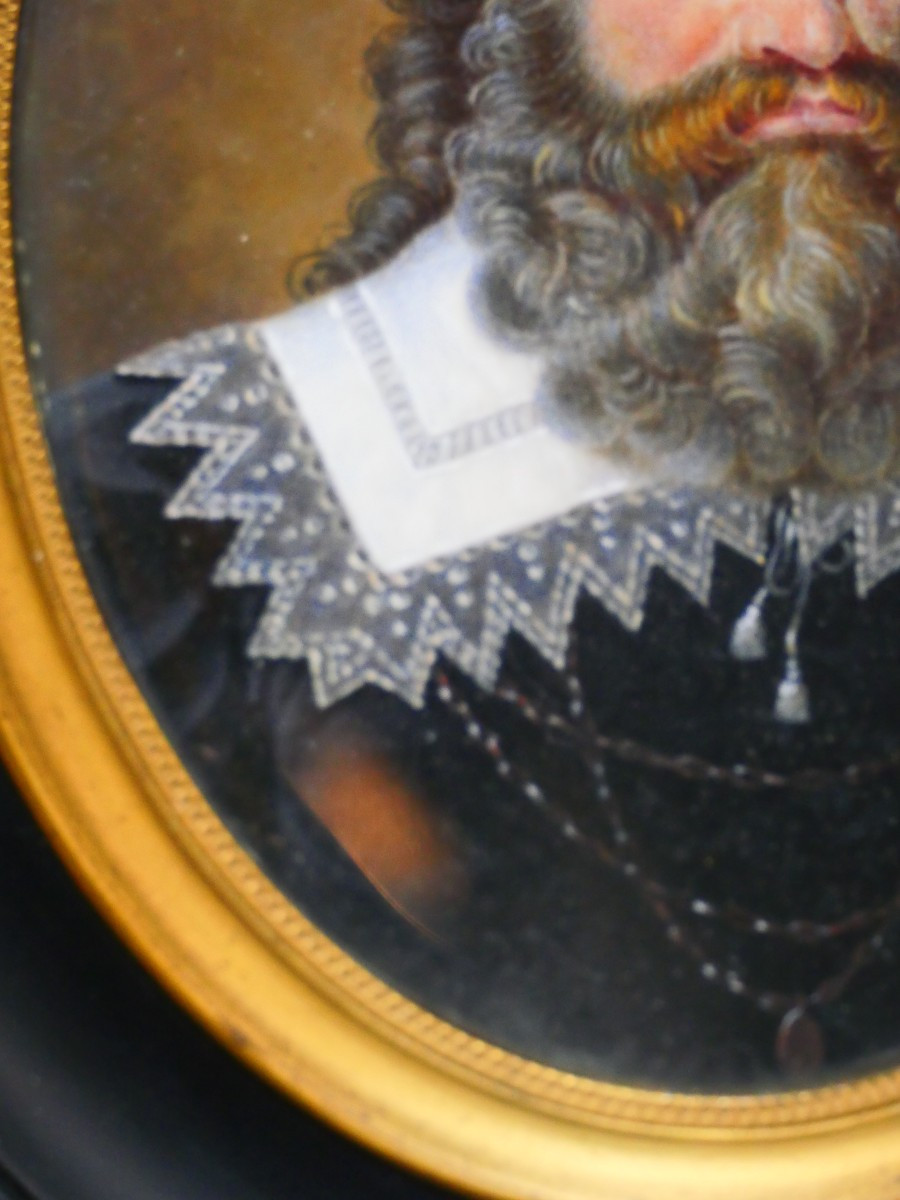 Large Miniature Of A Bearded Man, 19th Century-photo-4