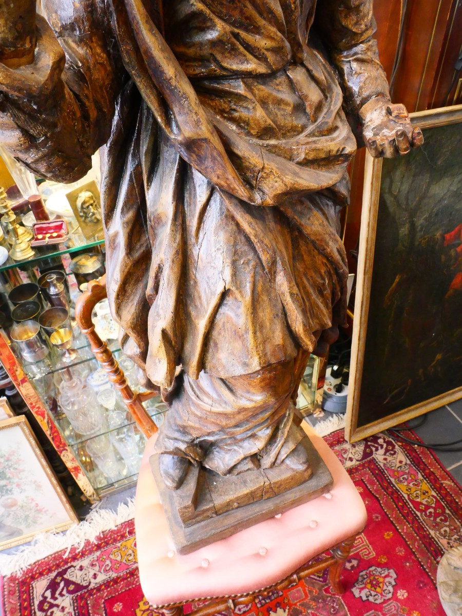 Grande vierge en bois sculpté 17e-photo-1