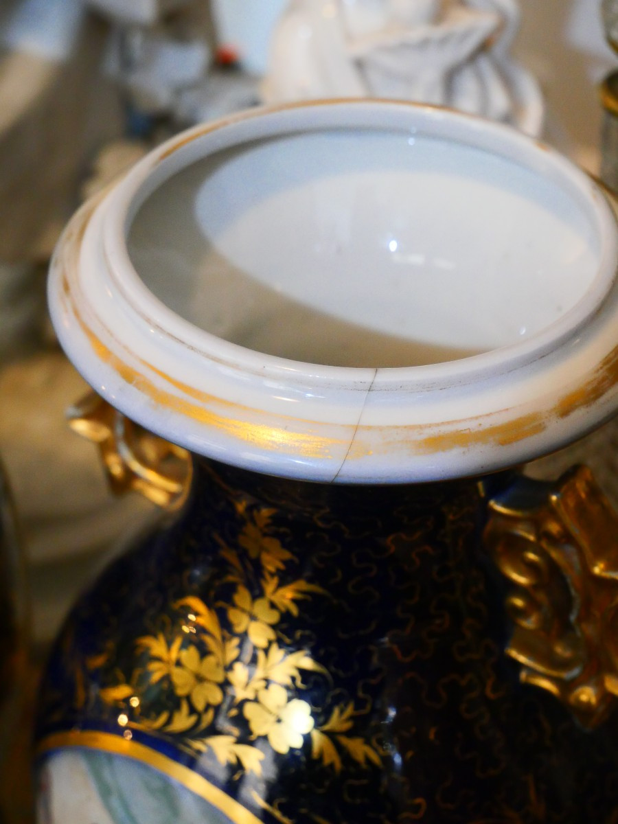 Paire de vases porcelaine de Bayeux  19e-photo-2