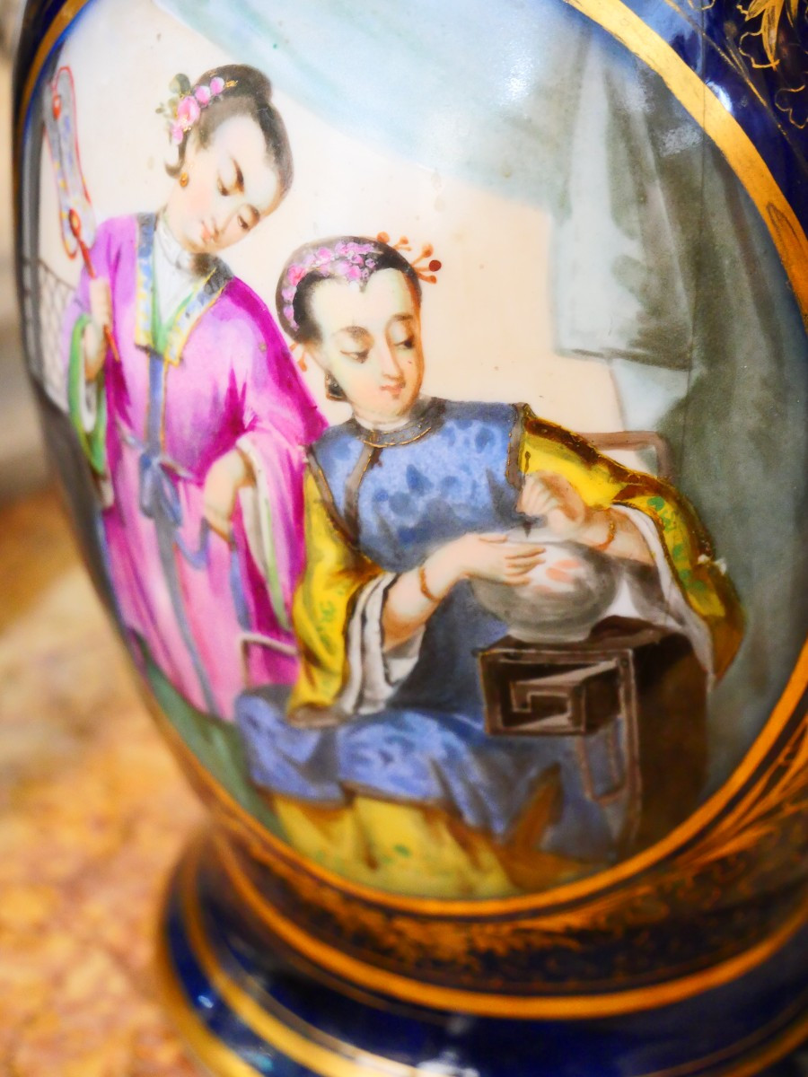 Paire de vases porcelaine de Bayeux  19e-photo-3