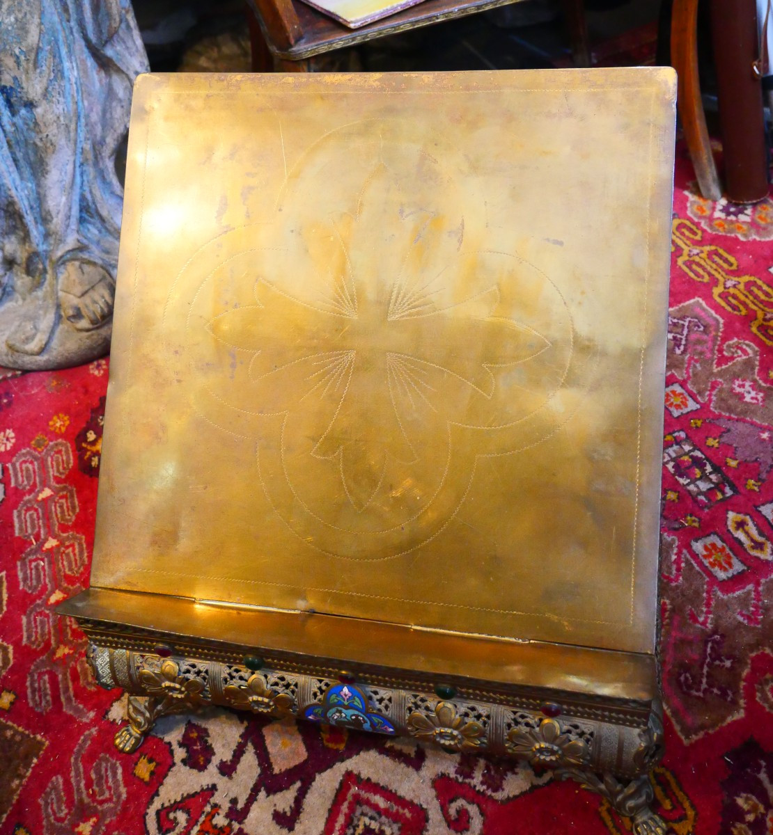 Lutrin d'autel bronze doré 19e-photo-4