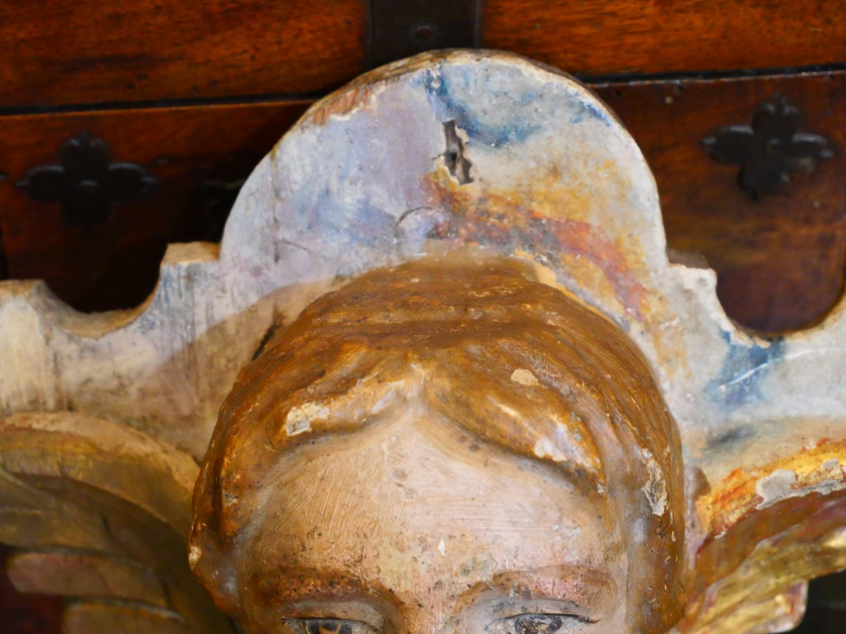 18th Century Carved Wooden Angel Head-photo-2