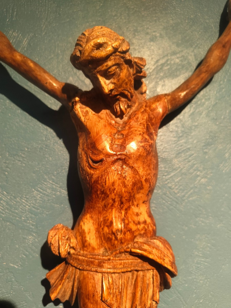Grand Christ bois sculpté 18e-photo-2