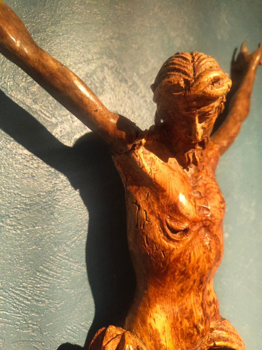 Grand Christ bois sculpté 18e-photo-3
