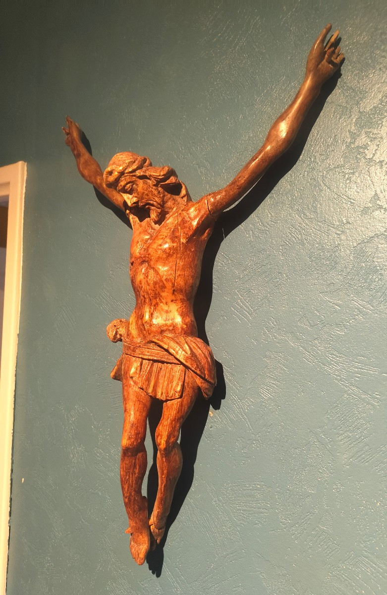 Grand Christ bois sculpté 18e-photo-4