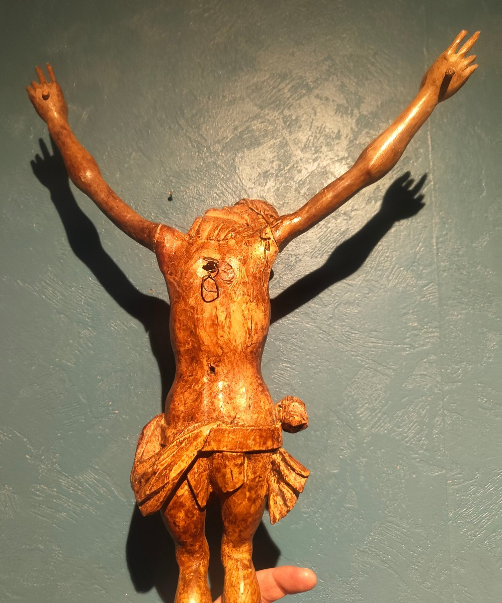 Grand Christ bois sculpté 18e-photo-1