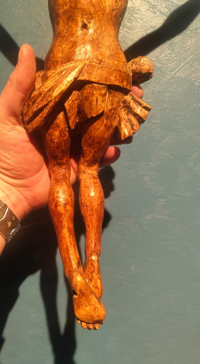 Grand Christ bois sculpté 18e-photo-2