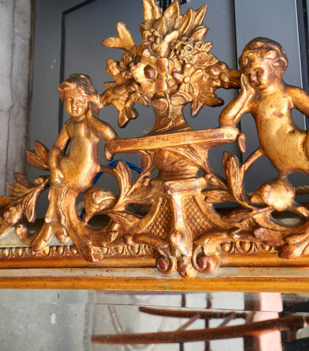 Exquisite 19th Century Gilded Wood Mirror-photo-2