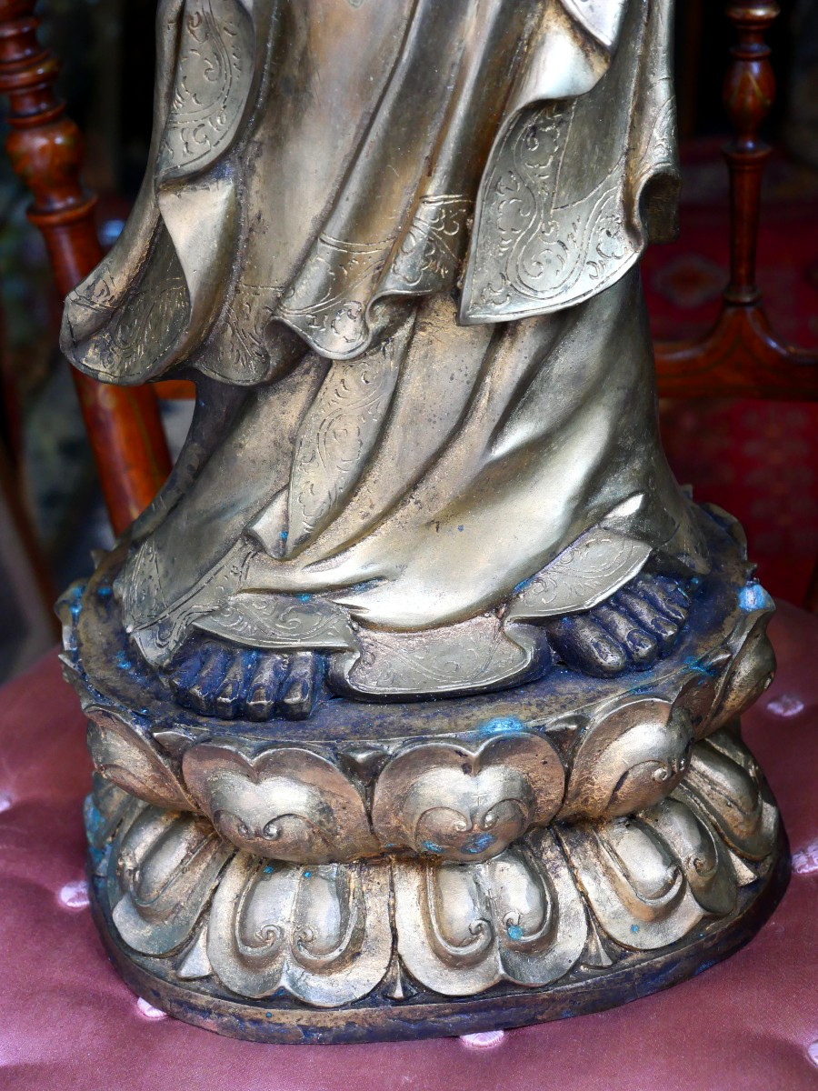 Grande Guanyin en bronze doré -photo-4