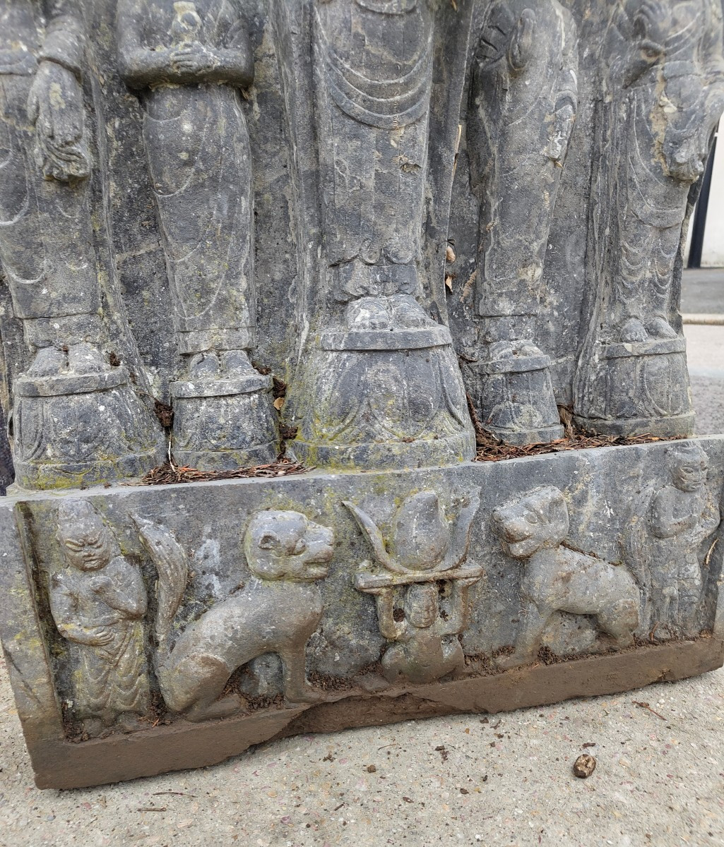 Large Carved Stone Of Chinese Deities -photo-2