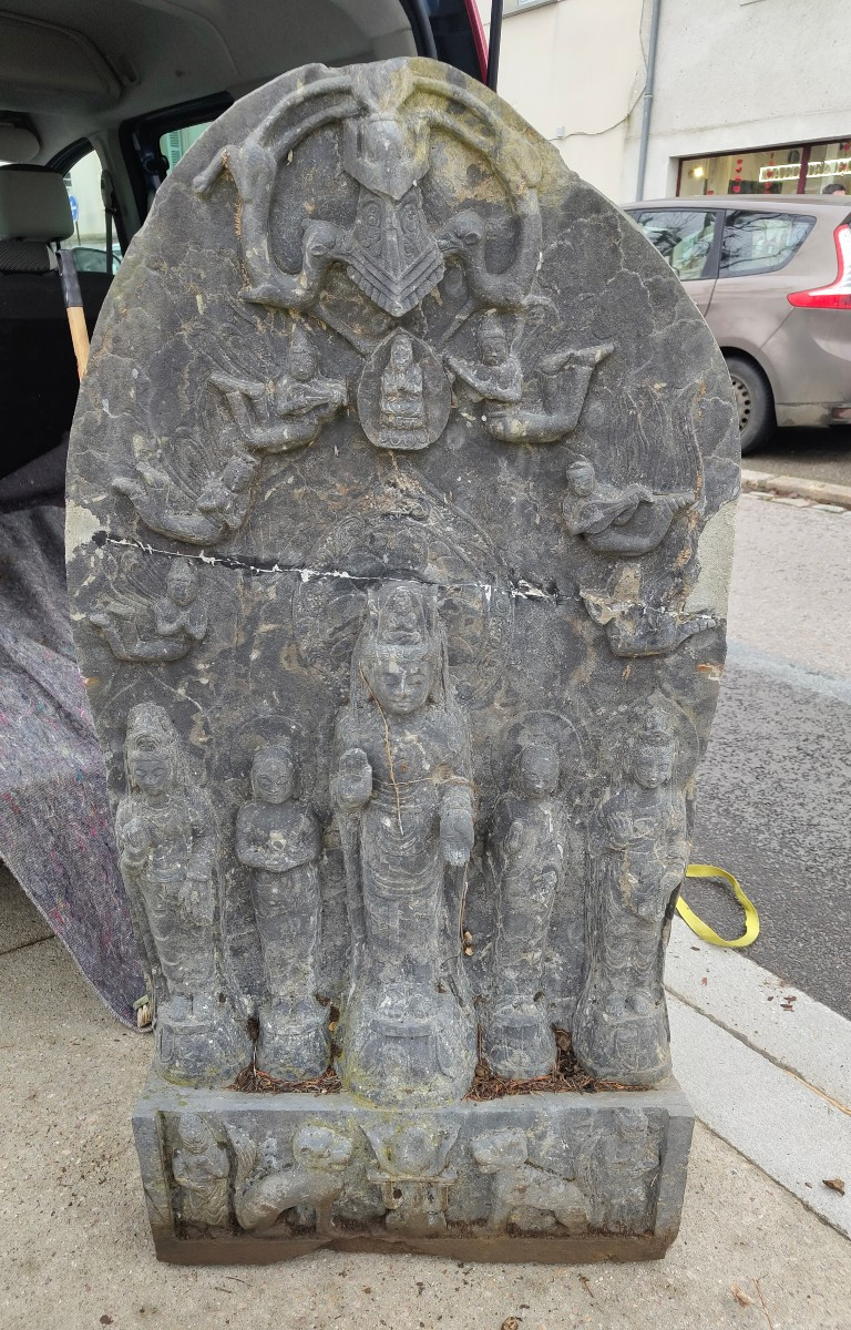 Large Carved Stone Of Chinese Deities 