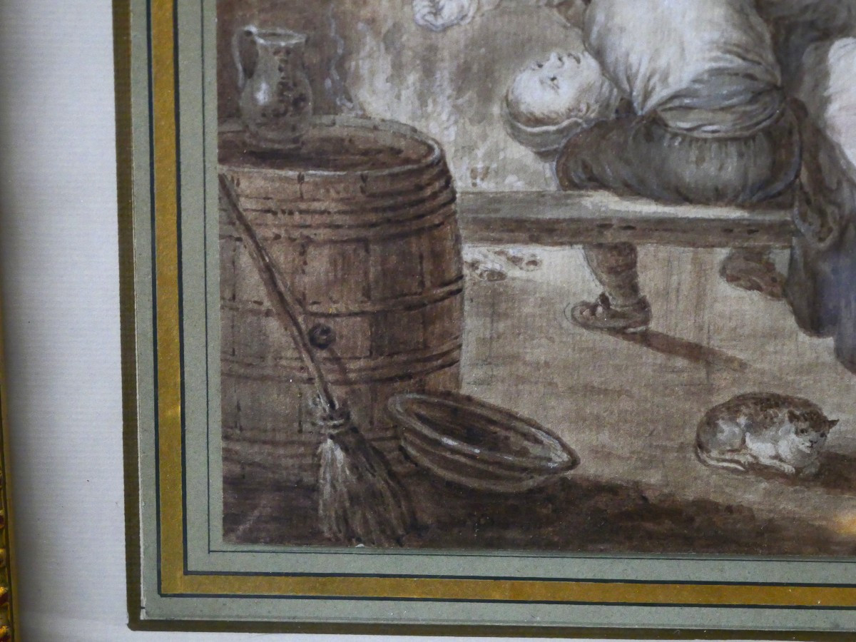 Scène de taverne dessin XVIIe-photo-3
