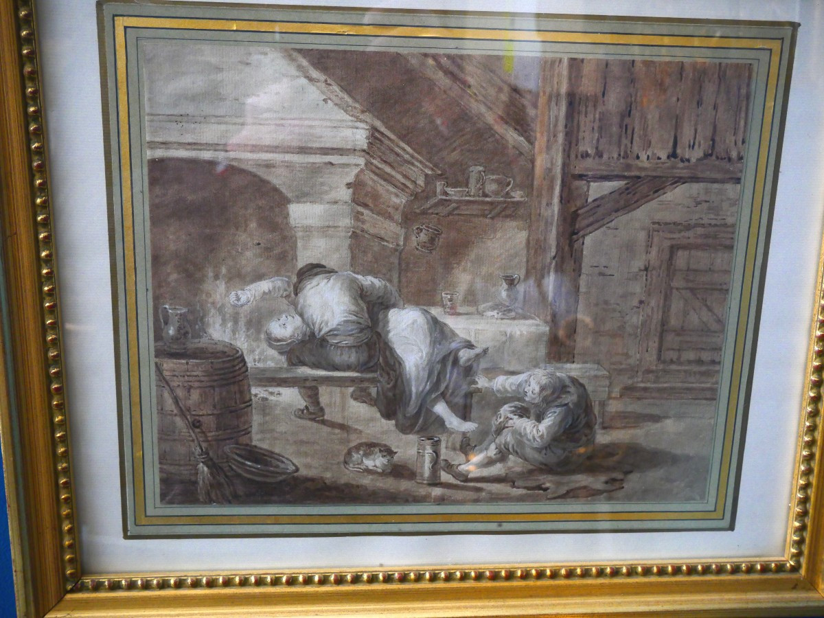 Scène de taverne dessin XVIIe-photo-4