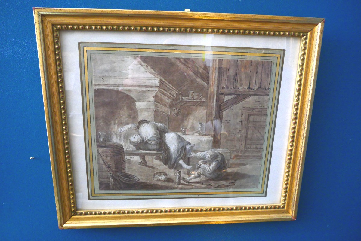 Scène de taverne dessin XVIIe