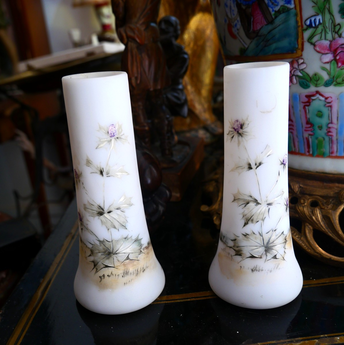 Pair Of Opaline Vases