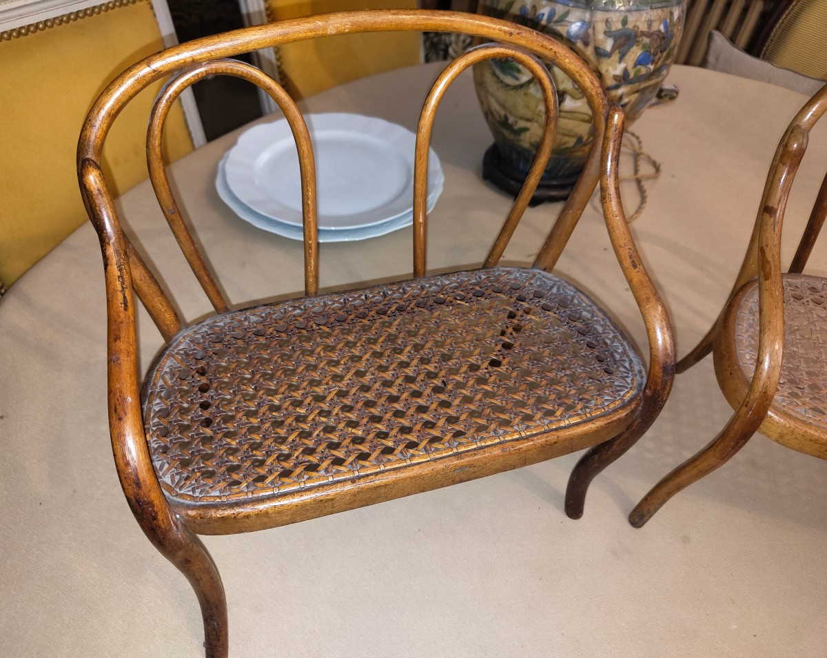 Pair Of Thonet-style Doll's Benches-photo-2
