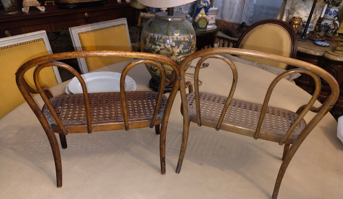 Pair Of Thonet-style Doll's Benches-photo-3